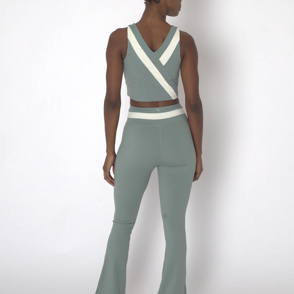 YOGAFLOW WRAP WAIST FLARE TROUSERS DUO SOFT SAGE