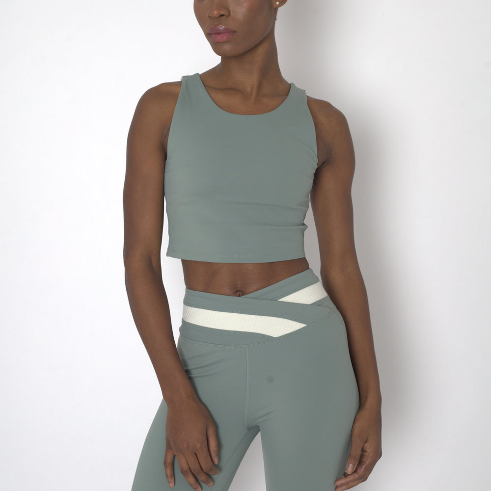 YOGAFLOW BACK WRAP CROPPED TOP DUO SOFT SAGE