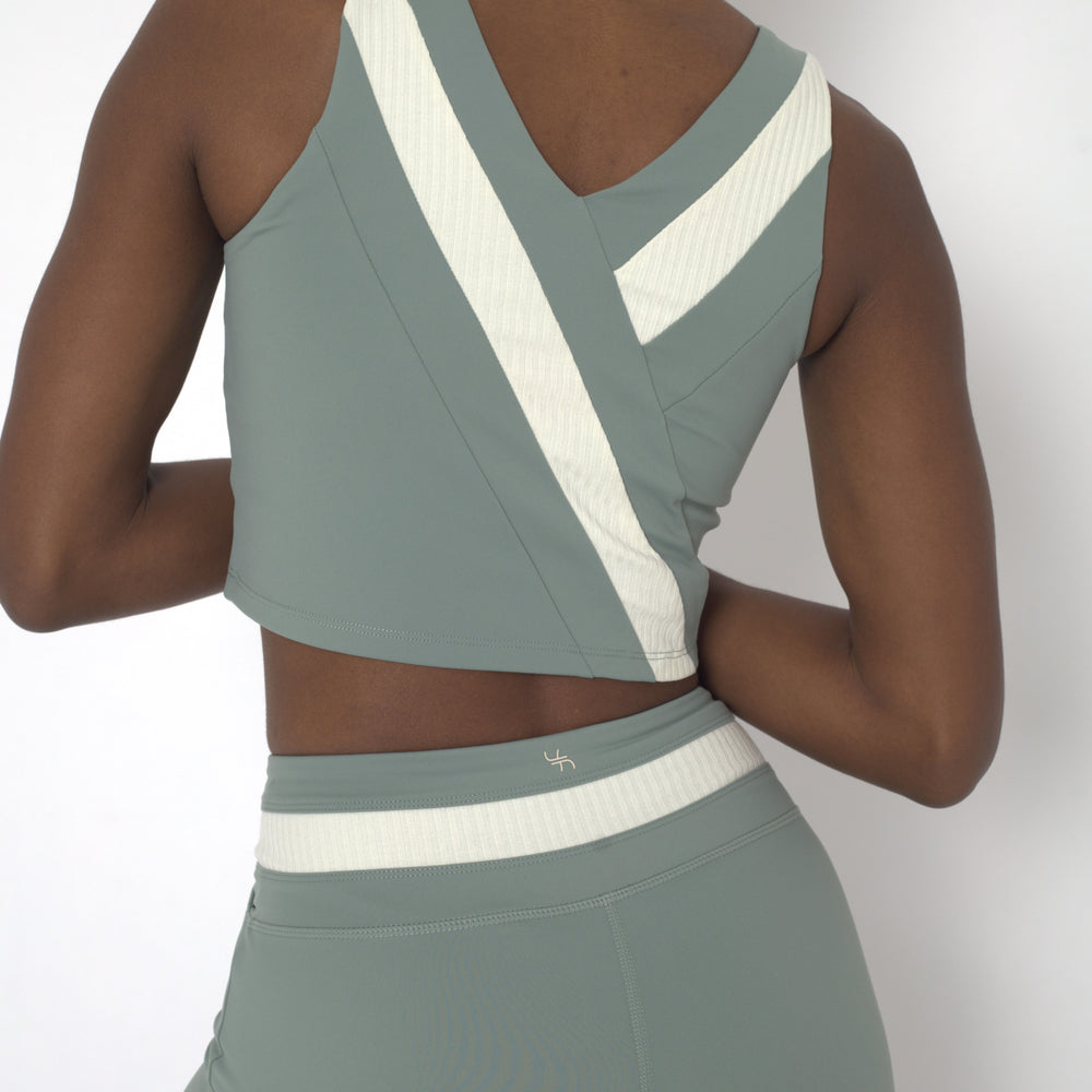 YOGAFLOW BACK WRAP CROPPED TOP DUO SOFT SAGE