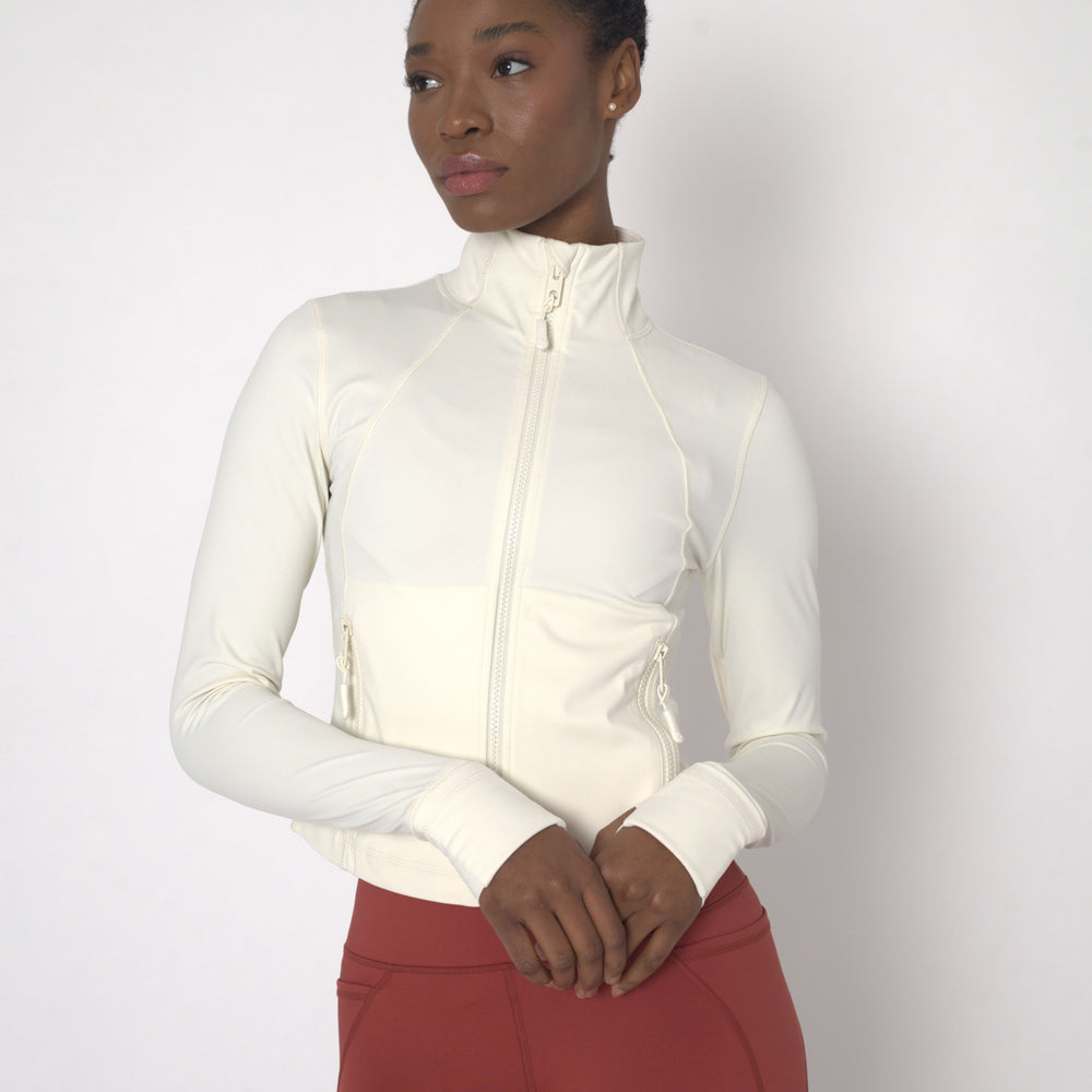 POWERFLOW CROPPED RUNNING JACKET OFF WHITE