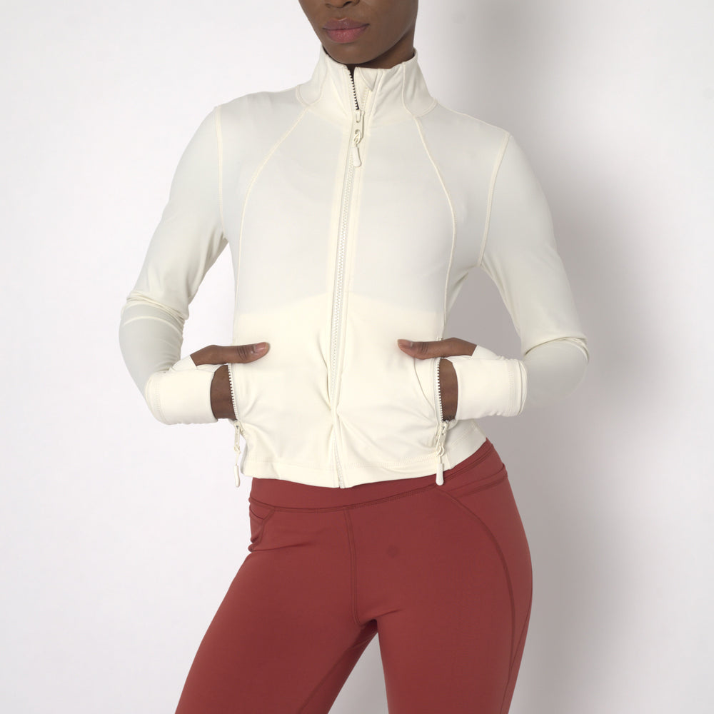 POWERFLOW CROPPED RUNNING JACKET OFF WHITE