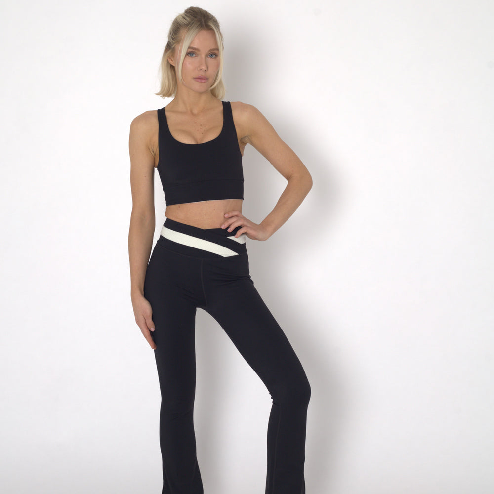 YOGAFLOW WRAP WAIST FLARE TROUSERS DUO BLACK